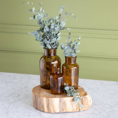 Amber Bottleneck Bud Vases