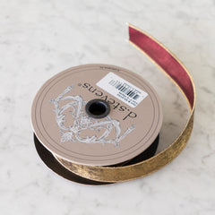 Brushed Metallic Antique Burgundy/Gold Ribbon