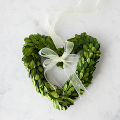 Boxwood Wreath Hearts with Ribbon