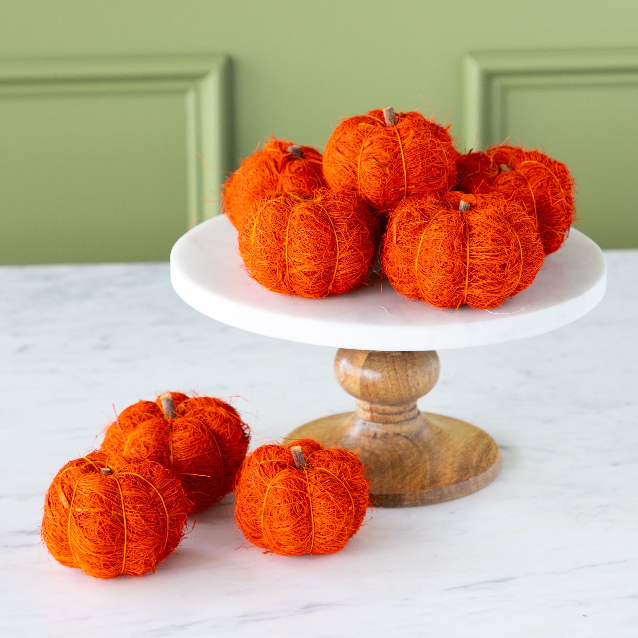 Coco Fiber Pumpkins, Set of 9