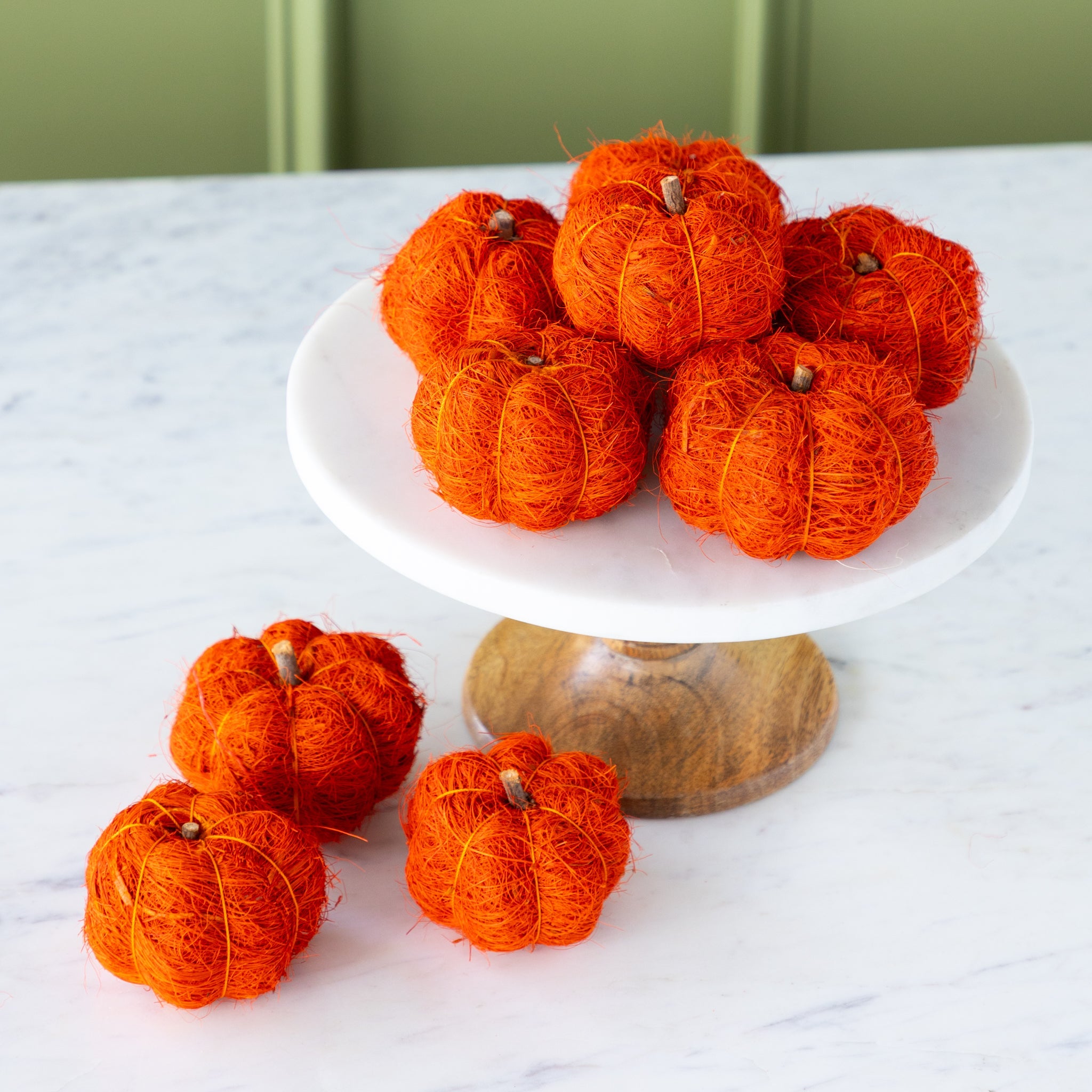 Coco Fiber Pumpkins, Set of 9