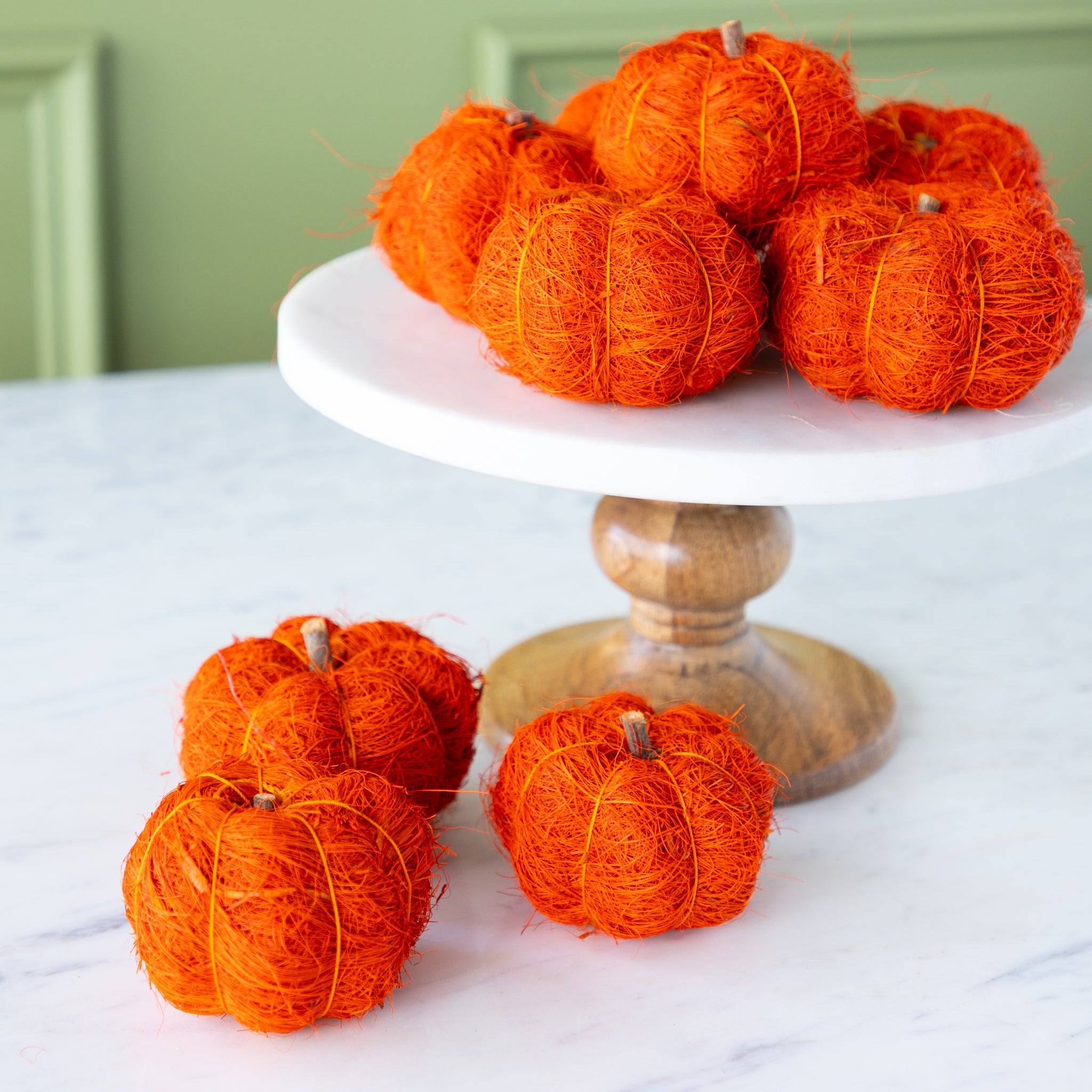 Coco Fiber Pumpkins, Set of 9