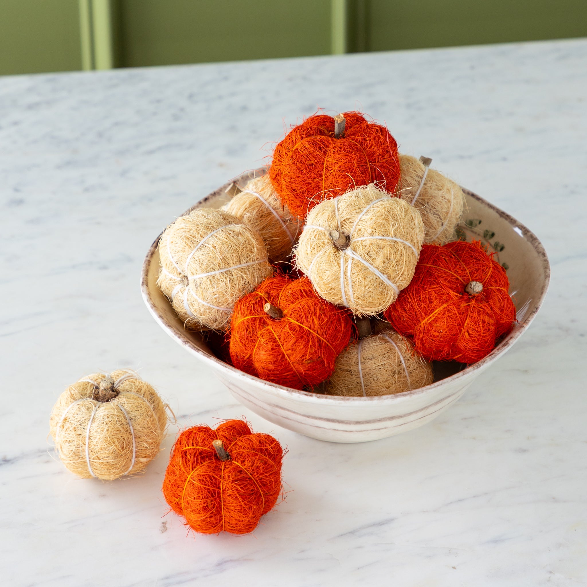 Coco Fiber Pumpkins, Set of 9