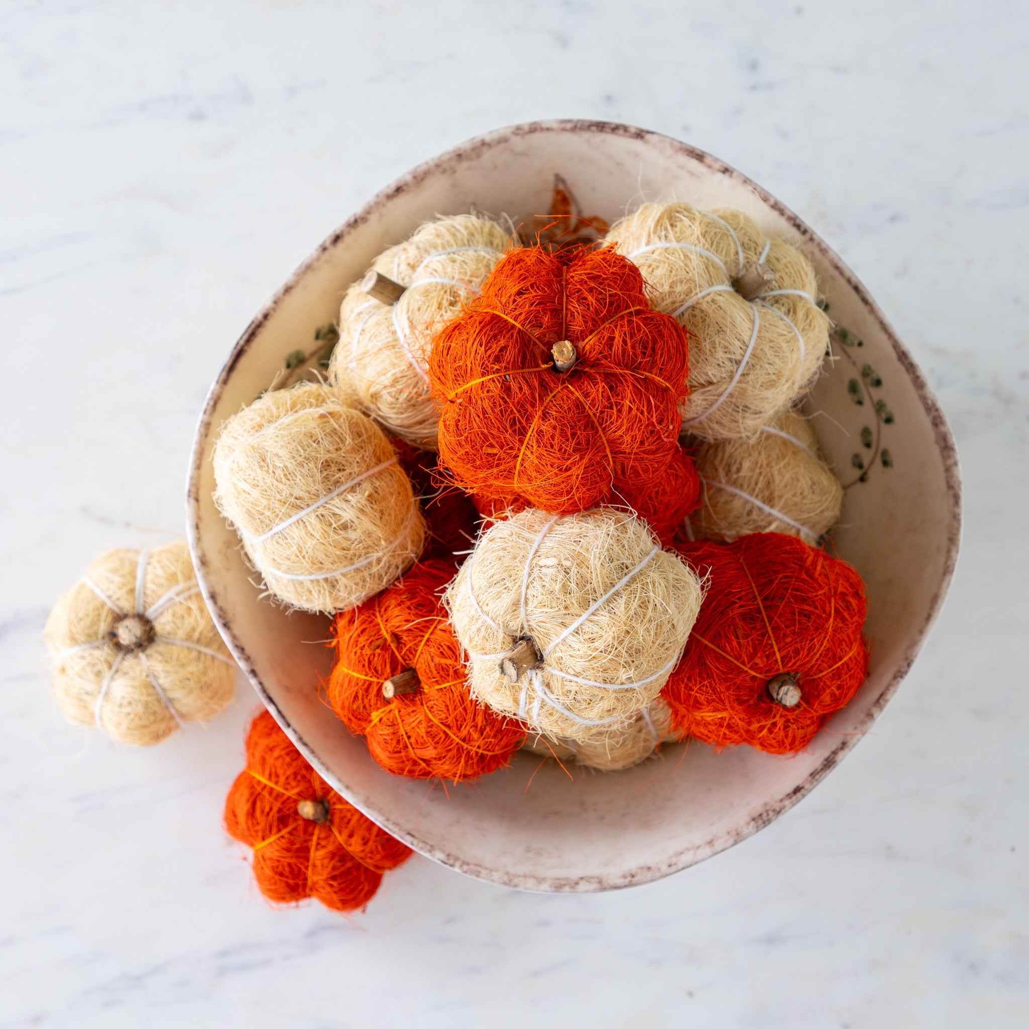 Coco Fiber Pumpkins, Set of 9