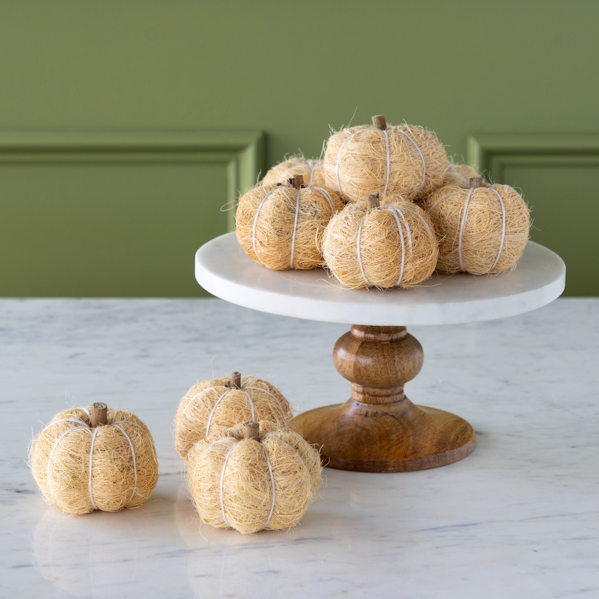 Coco Fiber Pumpkins, Set of 9