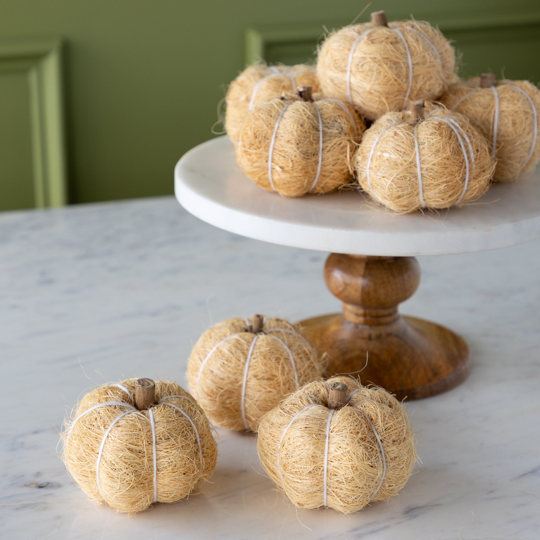 Coco Fiber Pumpkins, Set of 9