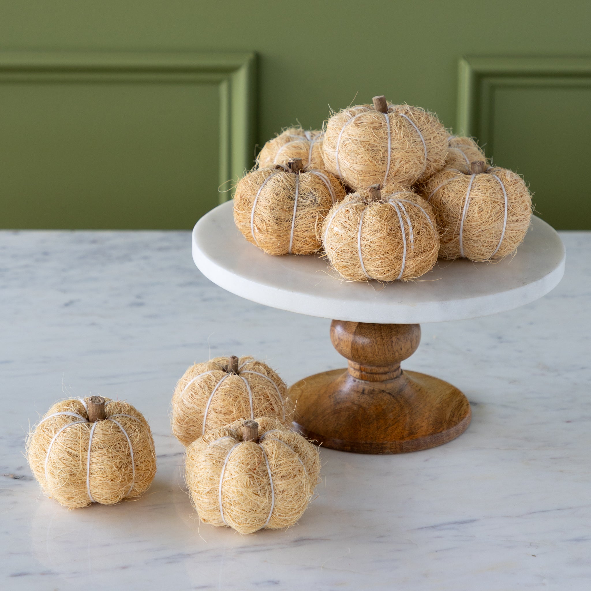 Coco Fiber Pumpkins, Set of 9