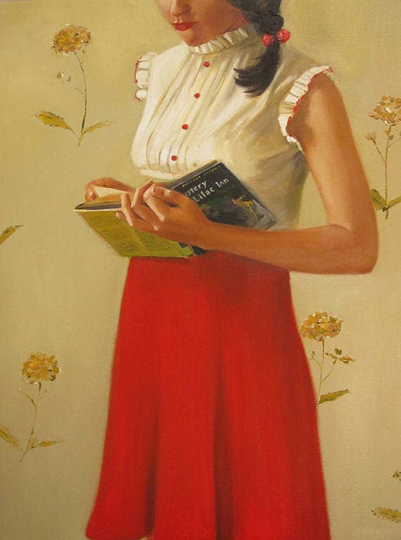 A Mystery Lady Small Art Print
