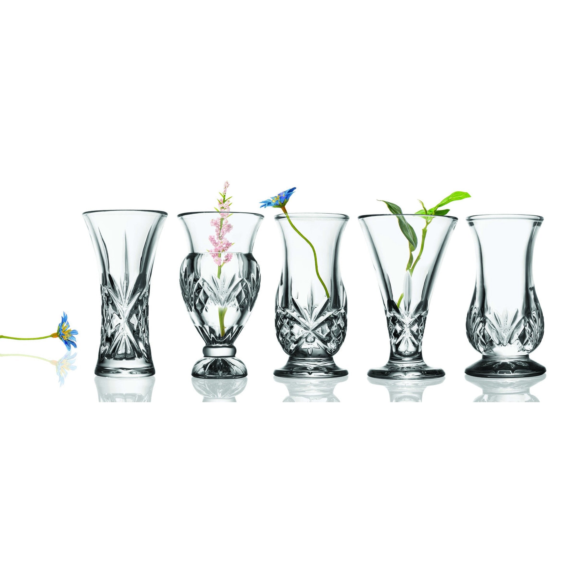 Dublin Crystal 5 Piece Bud Vase Set