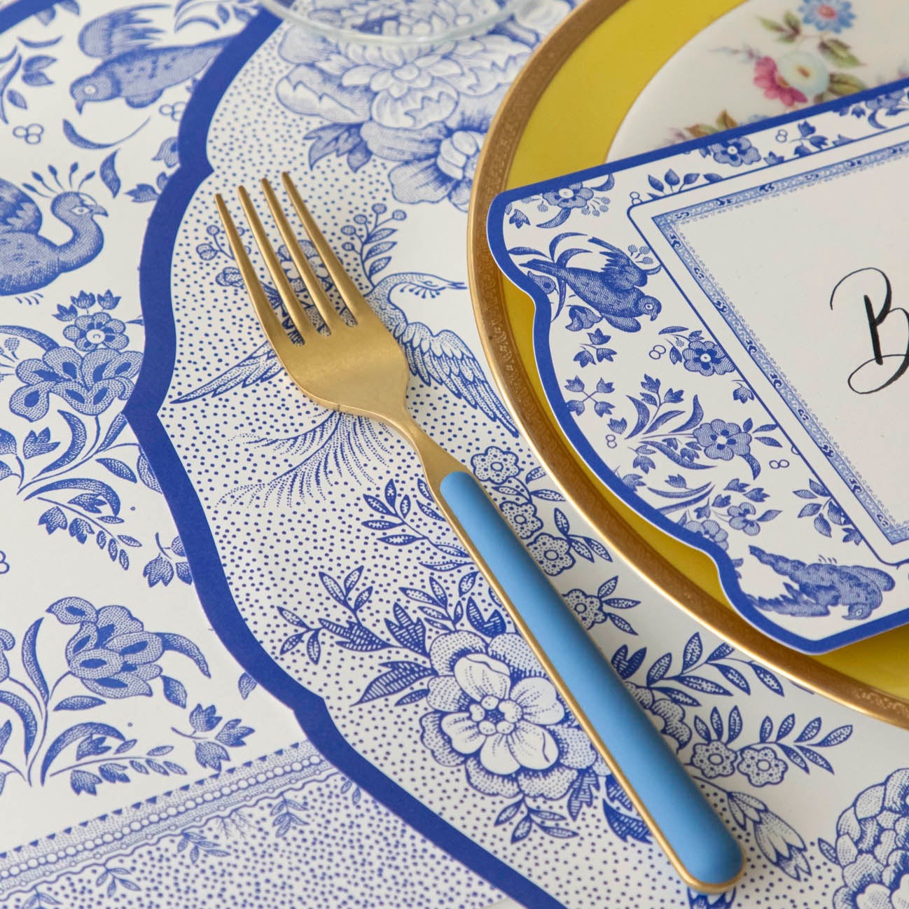 Die-cut Blue Asiatic Pheasants Placemat