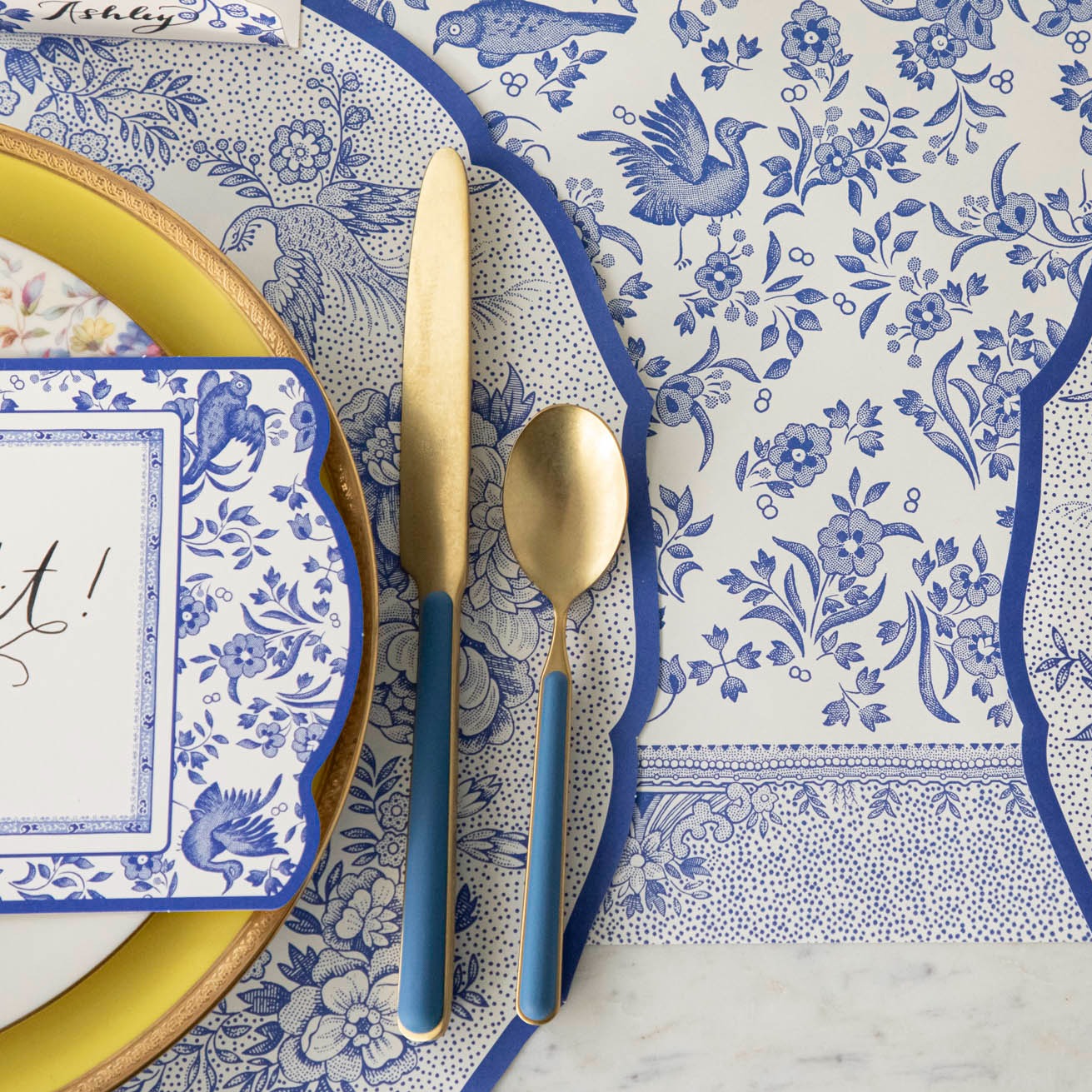 Die-cut Blue Asiatic Pheasants Placemat
