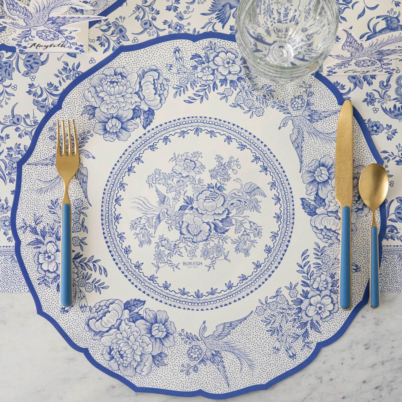Die-cut Blue Asiatic Pheasants Placemat