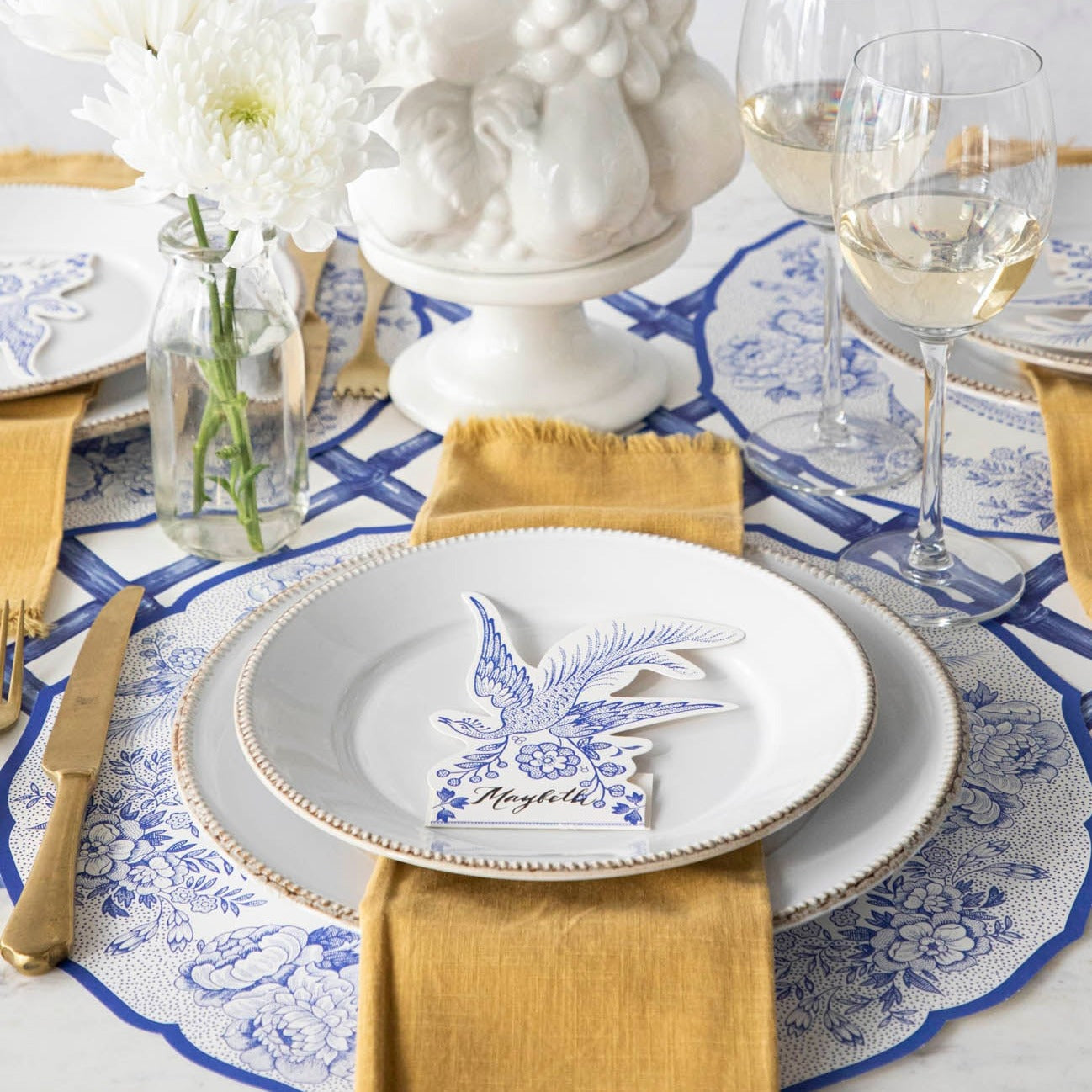 Die-cut Blue Asiatic Pheasants Placemat