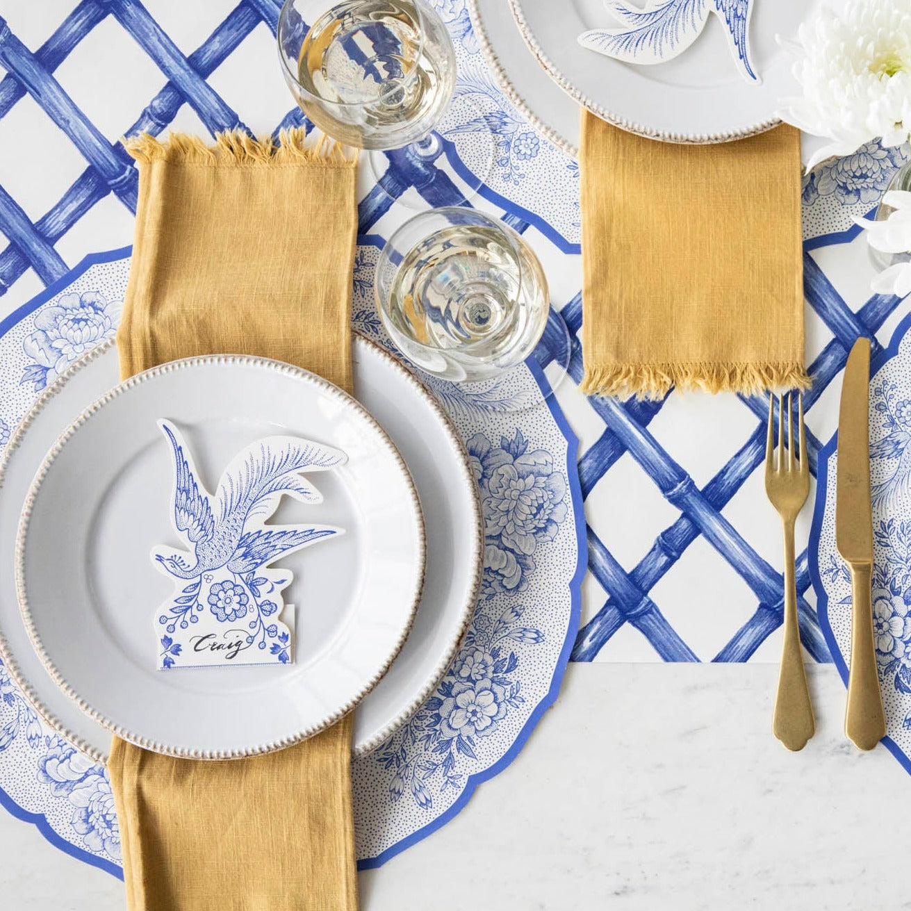 Die-cut Blue Asiatic Pheasants Placemat