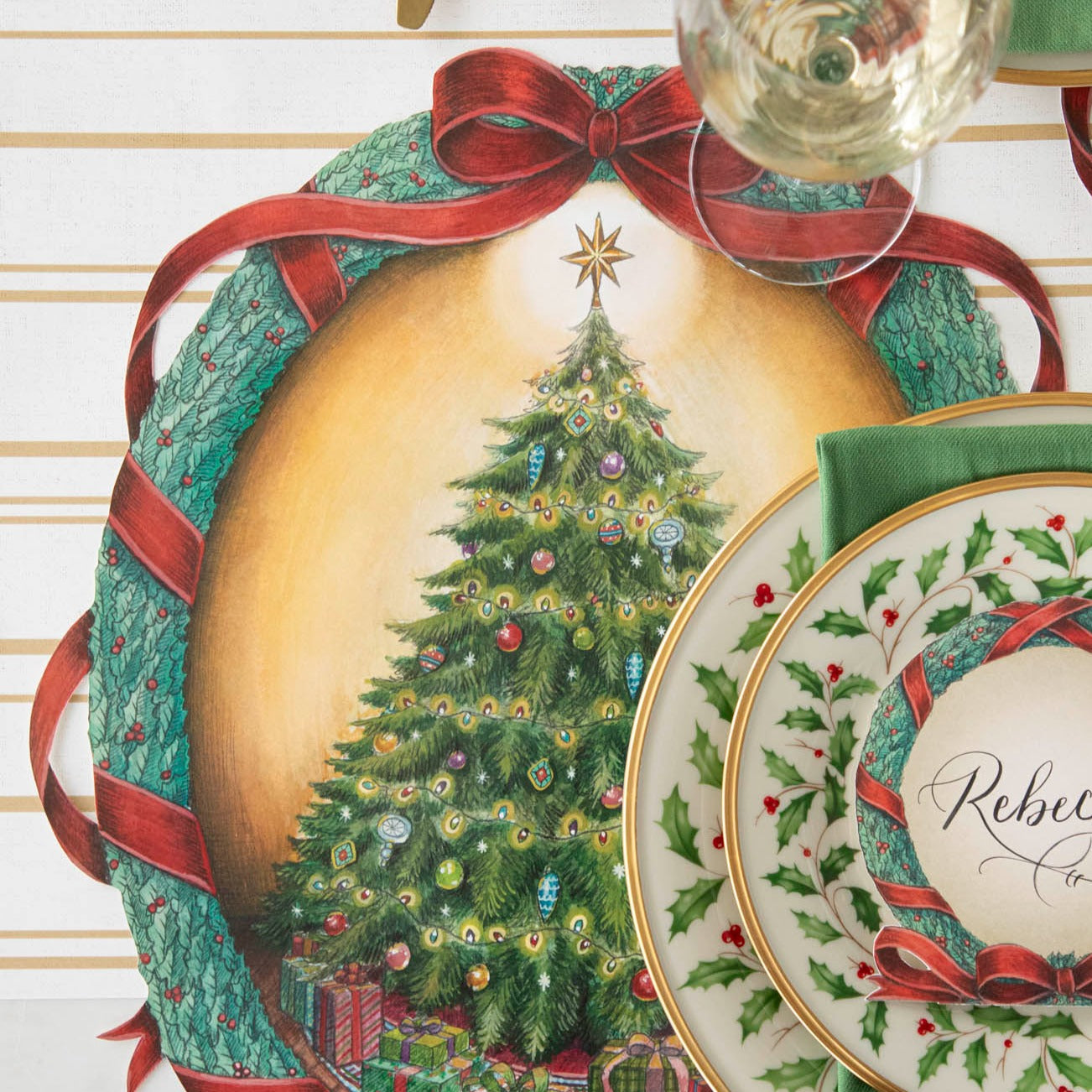 Die-cut O Christmas Wreath Placemat