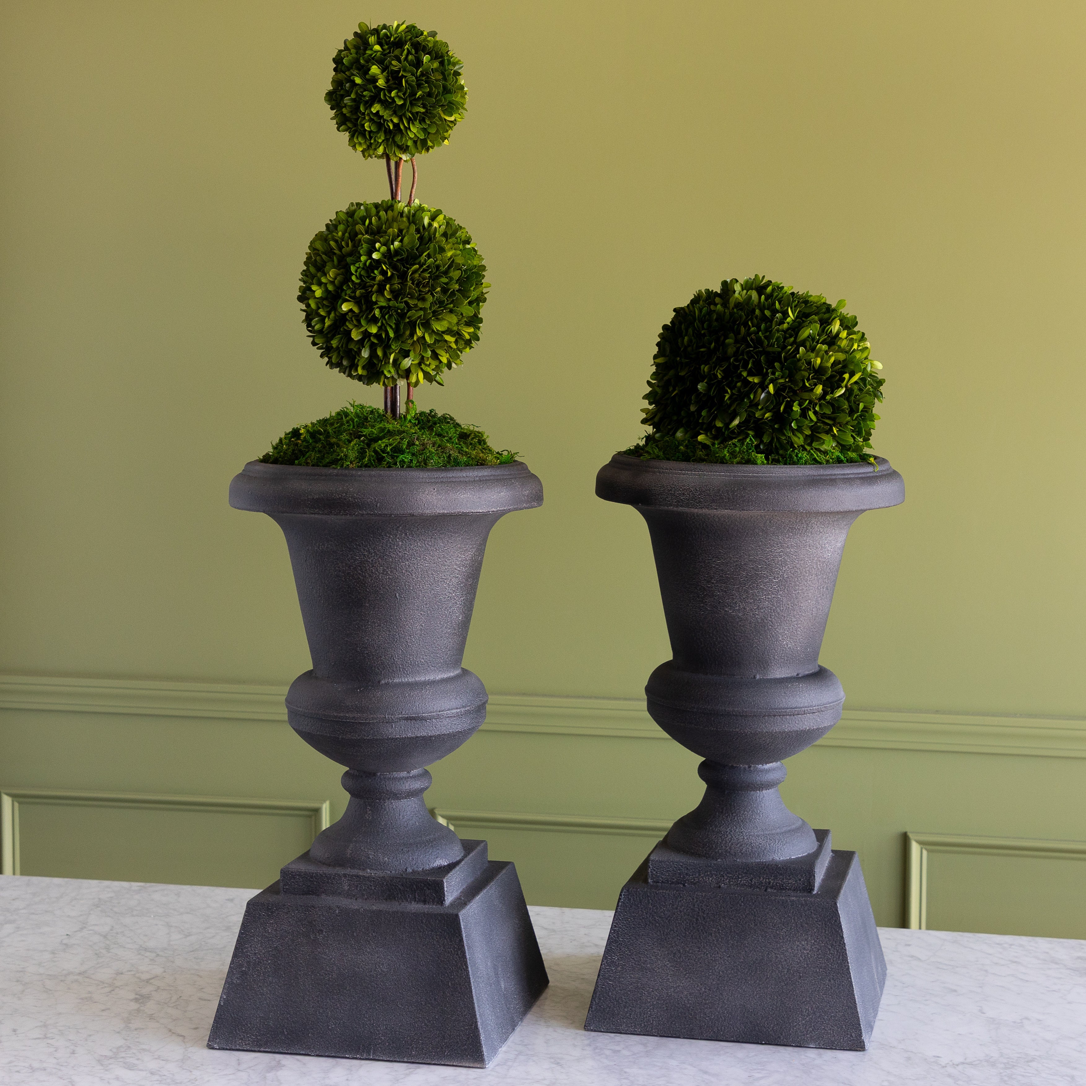 Aged Metal Entry Urn
