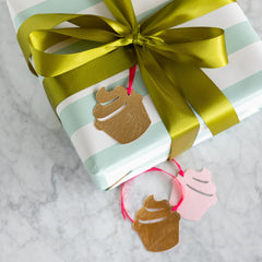 Cupcake Gold Leaf Tie-On Gift Tag