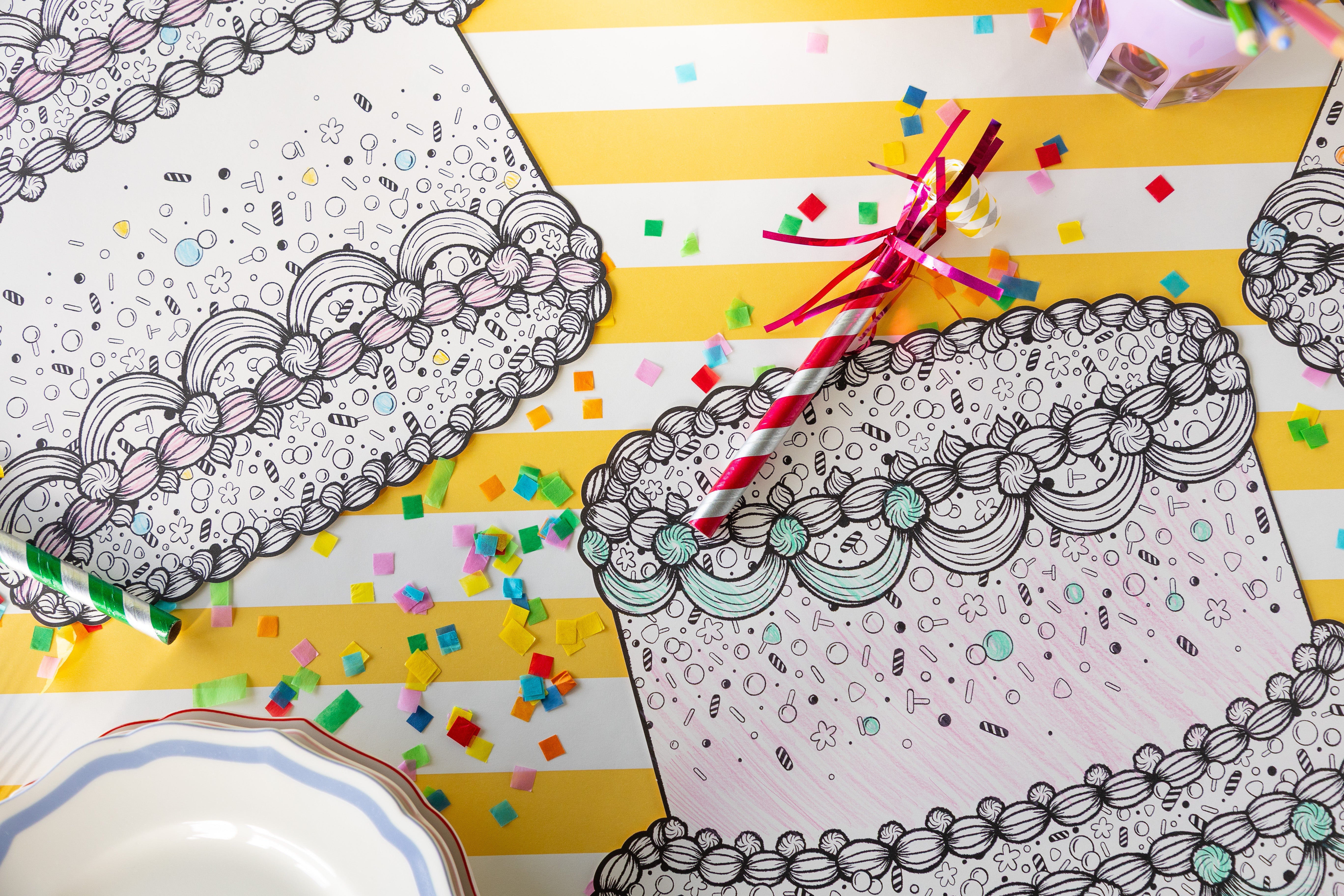 Die-cut Coloring Birthday Cake Placemat