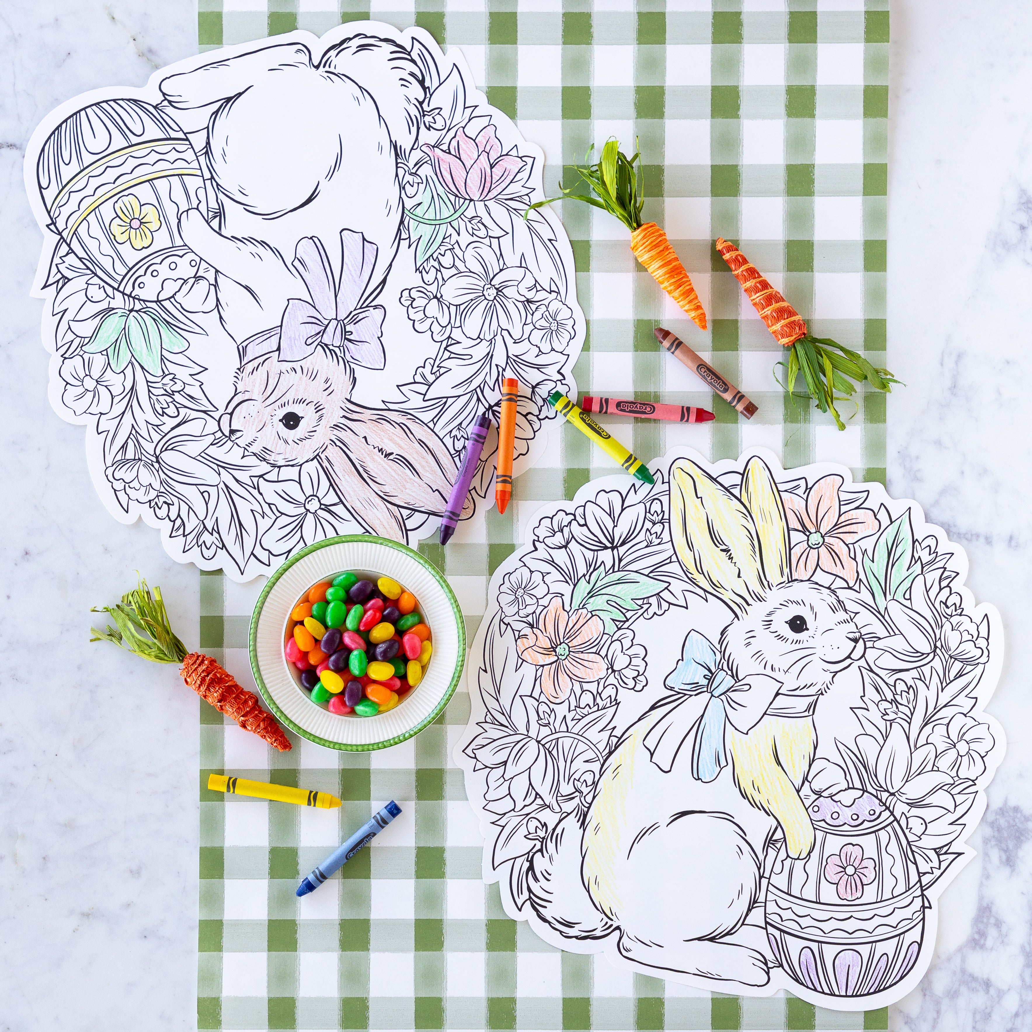 Die-cut Coloring Bunny Wreath Placemat