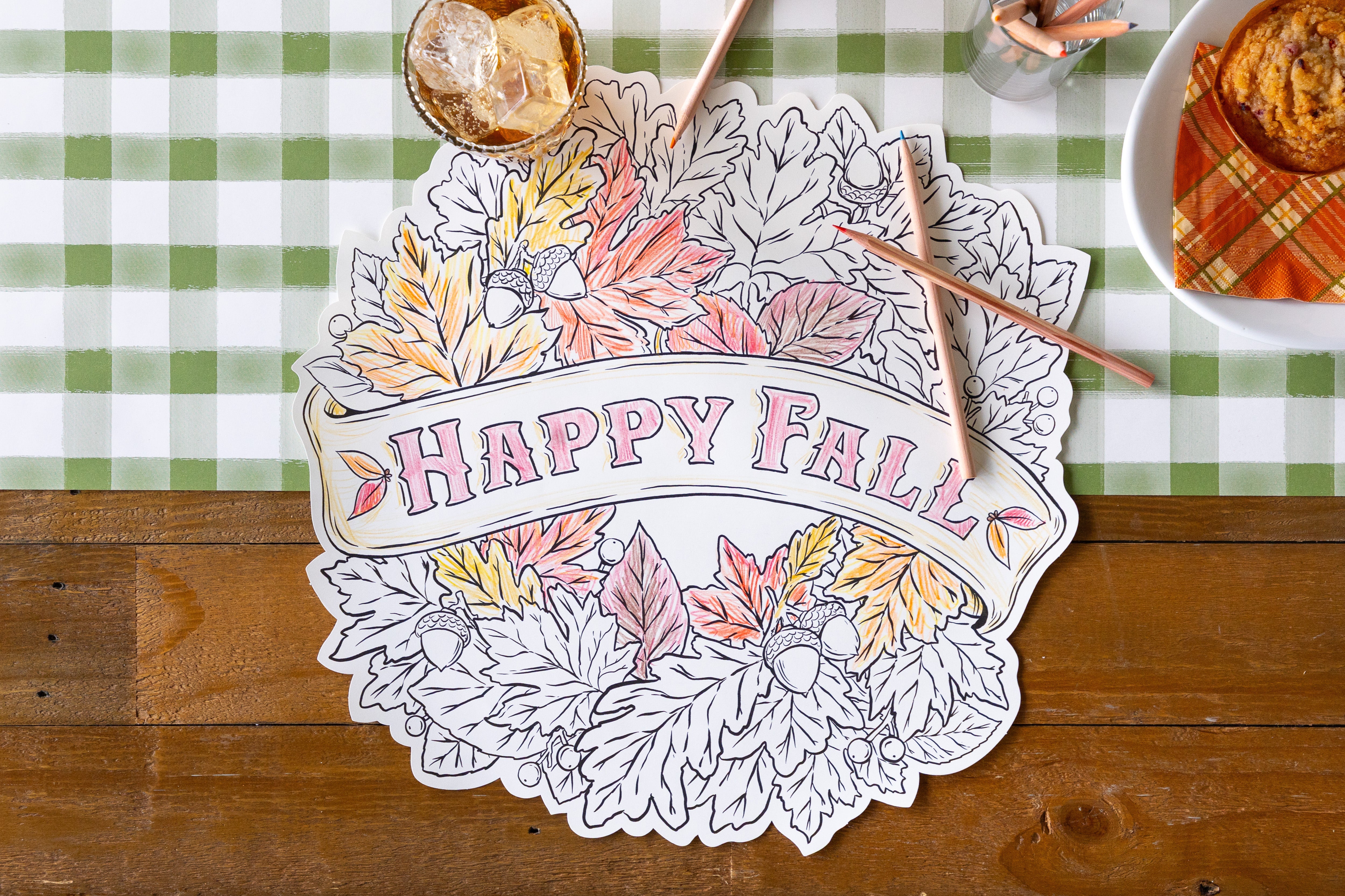 Die-cut Happy Fall Coloring Placemat