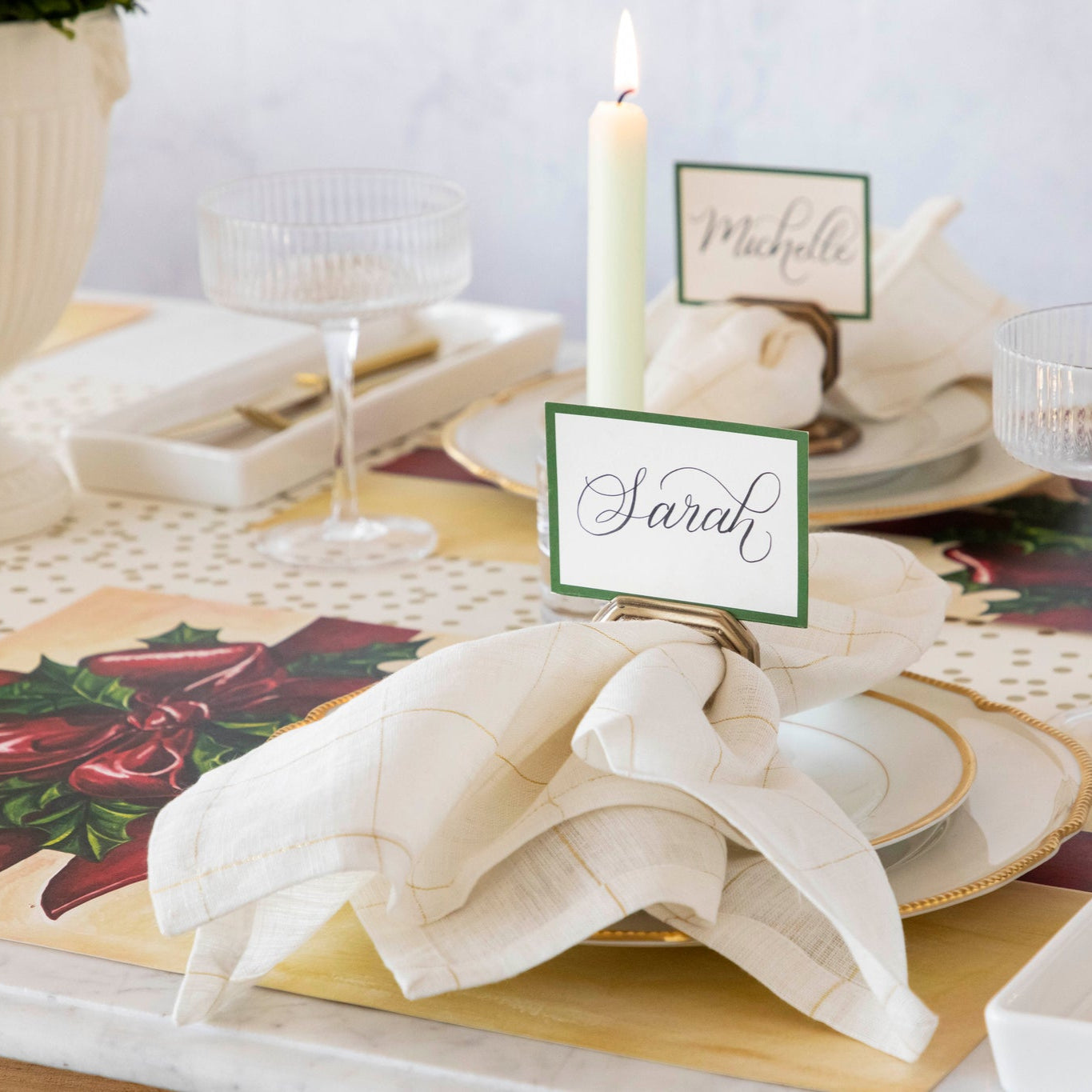 Dark Green Frame Place Card