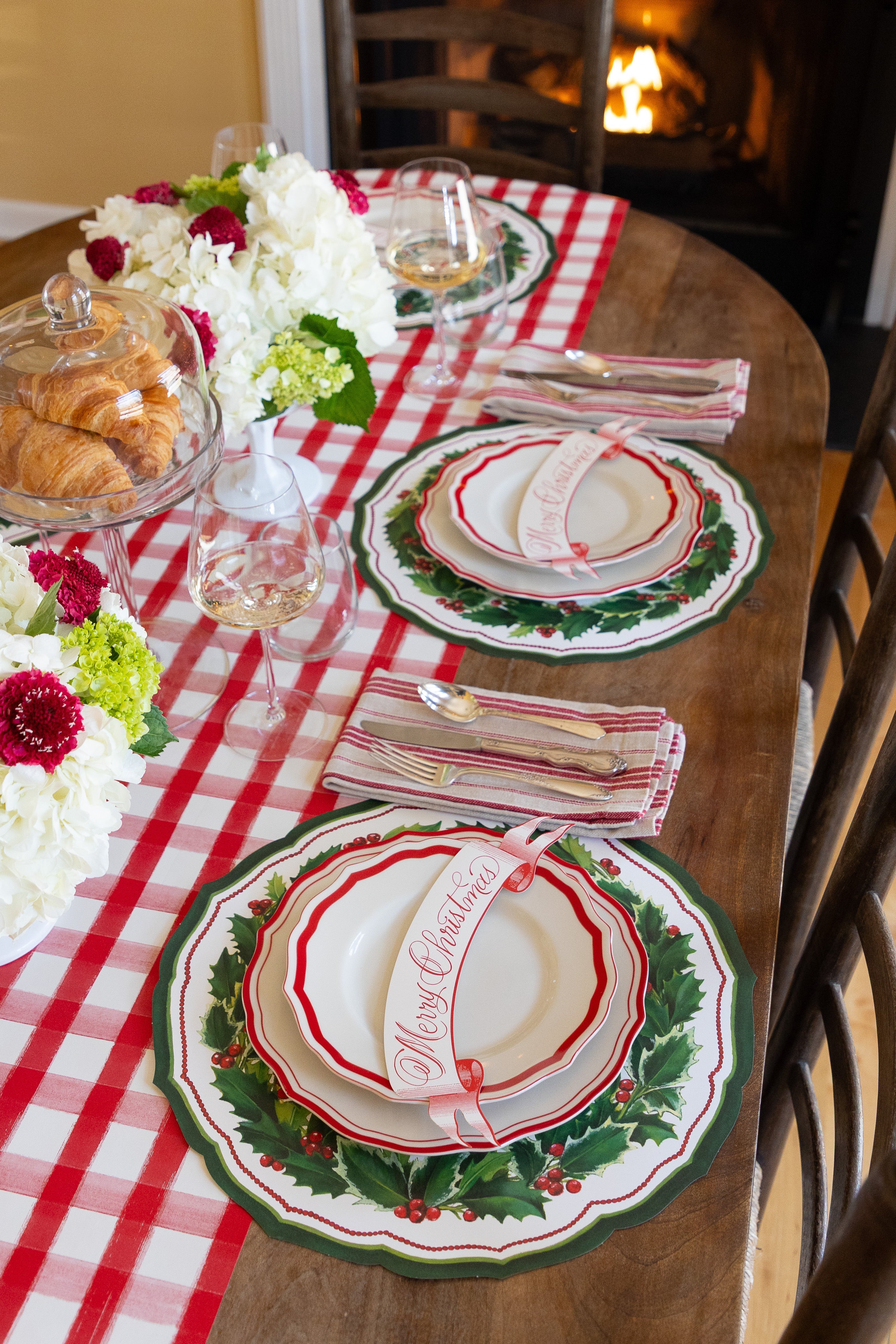 Die-cut Holiday Holly China Placemat