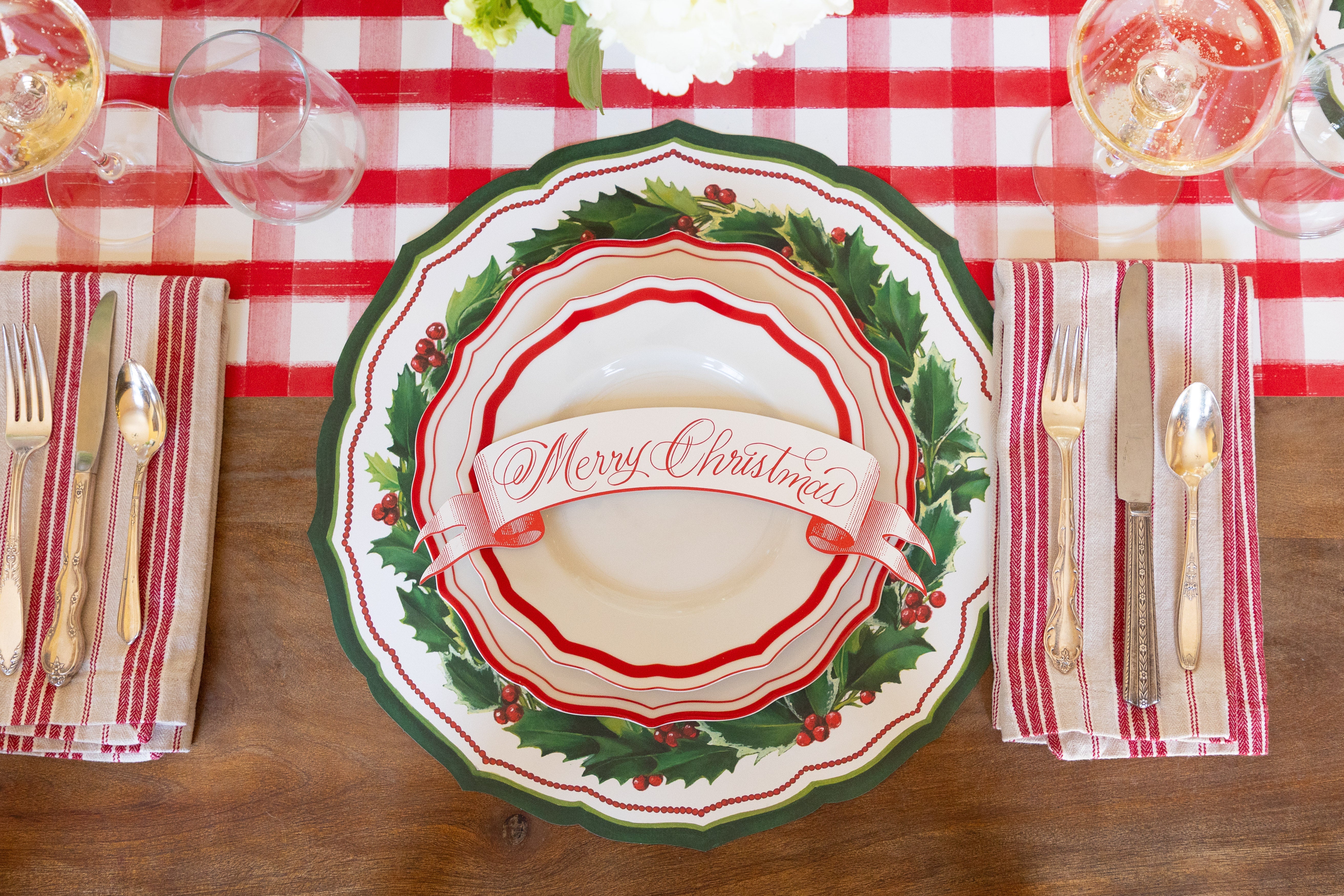 Die-cut Holiday Holly China Placemat