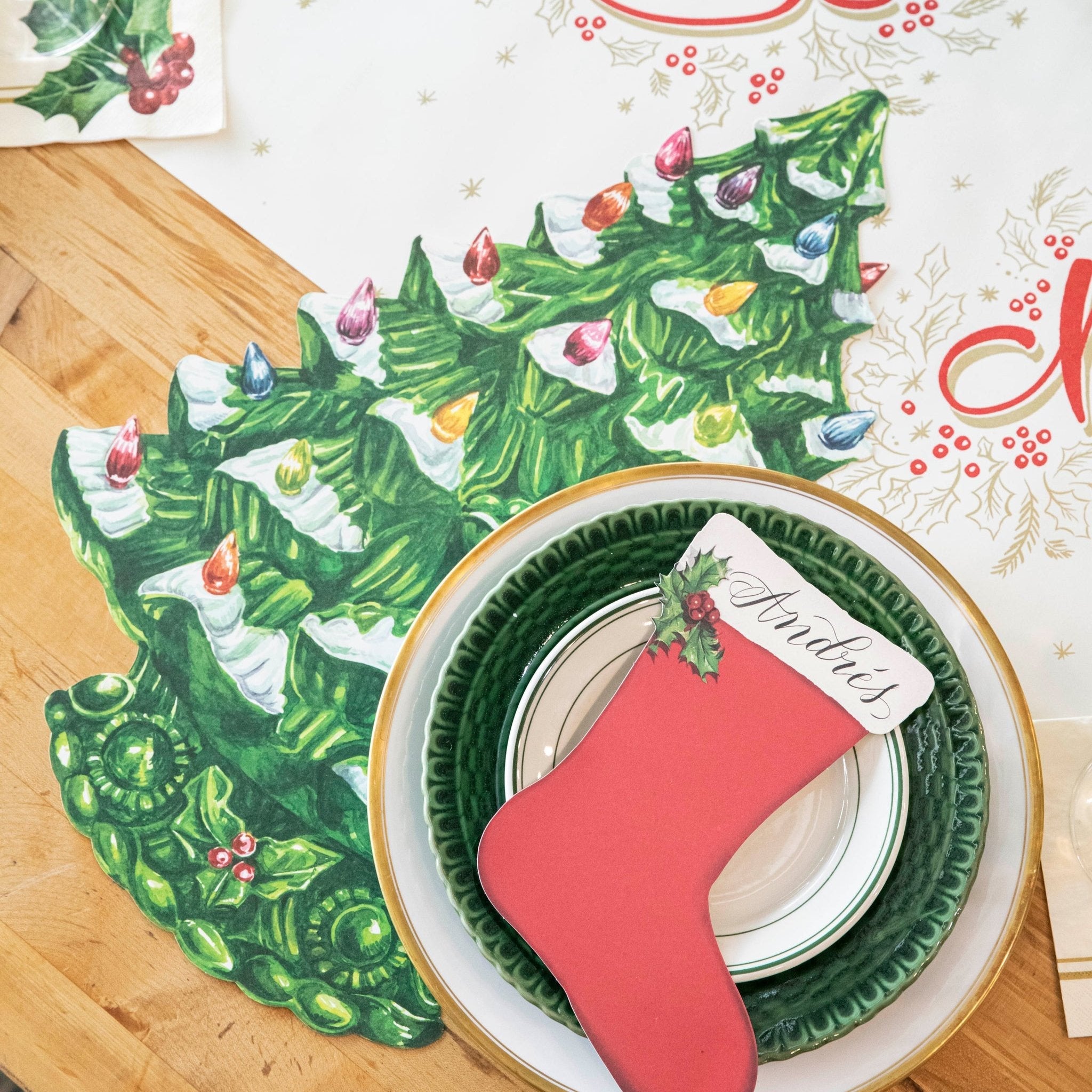 Die-cut Vintage Christmas Tree Placemat