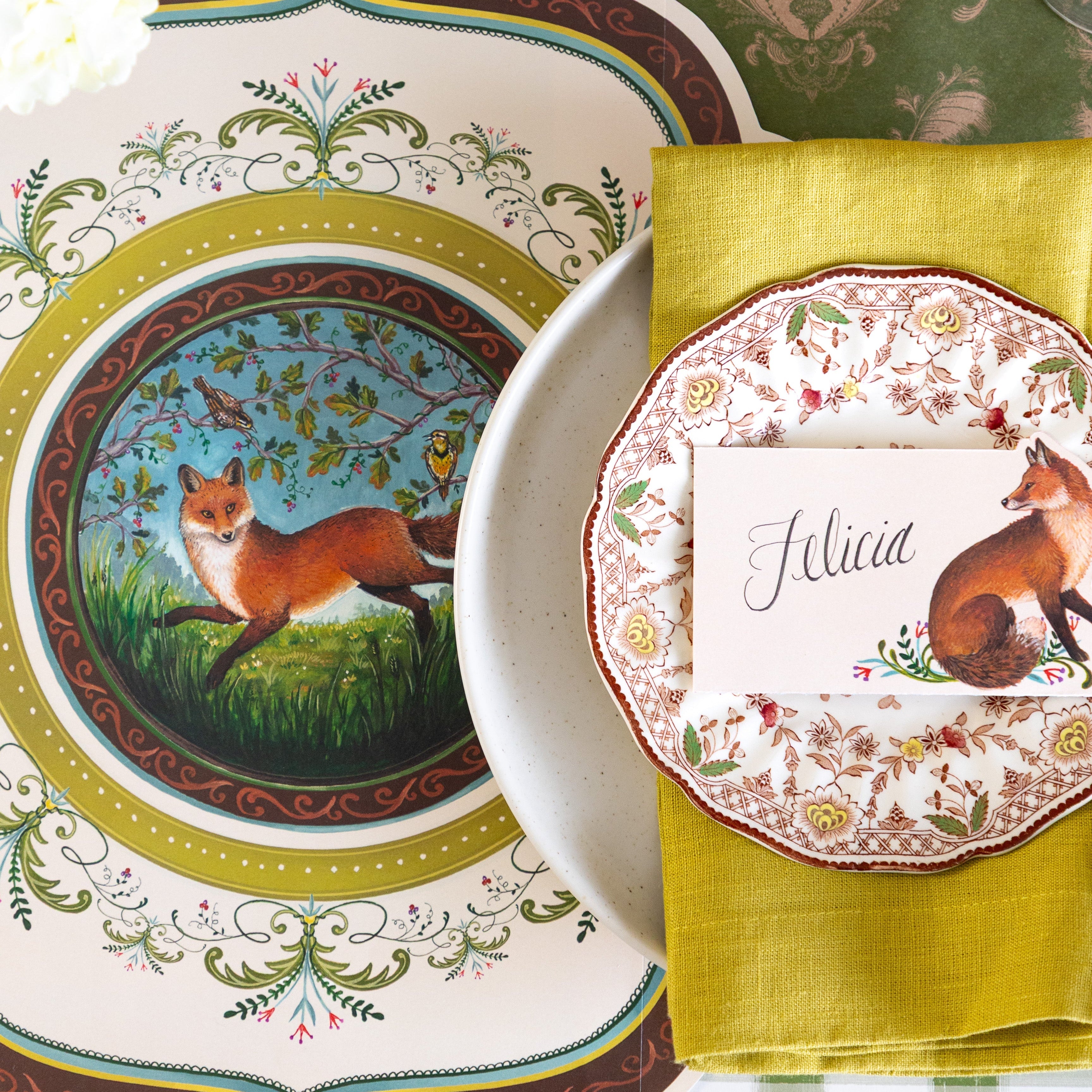 Die-cut Fanciful Fox China Placemat
