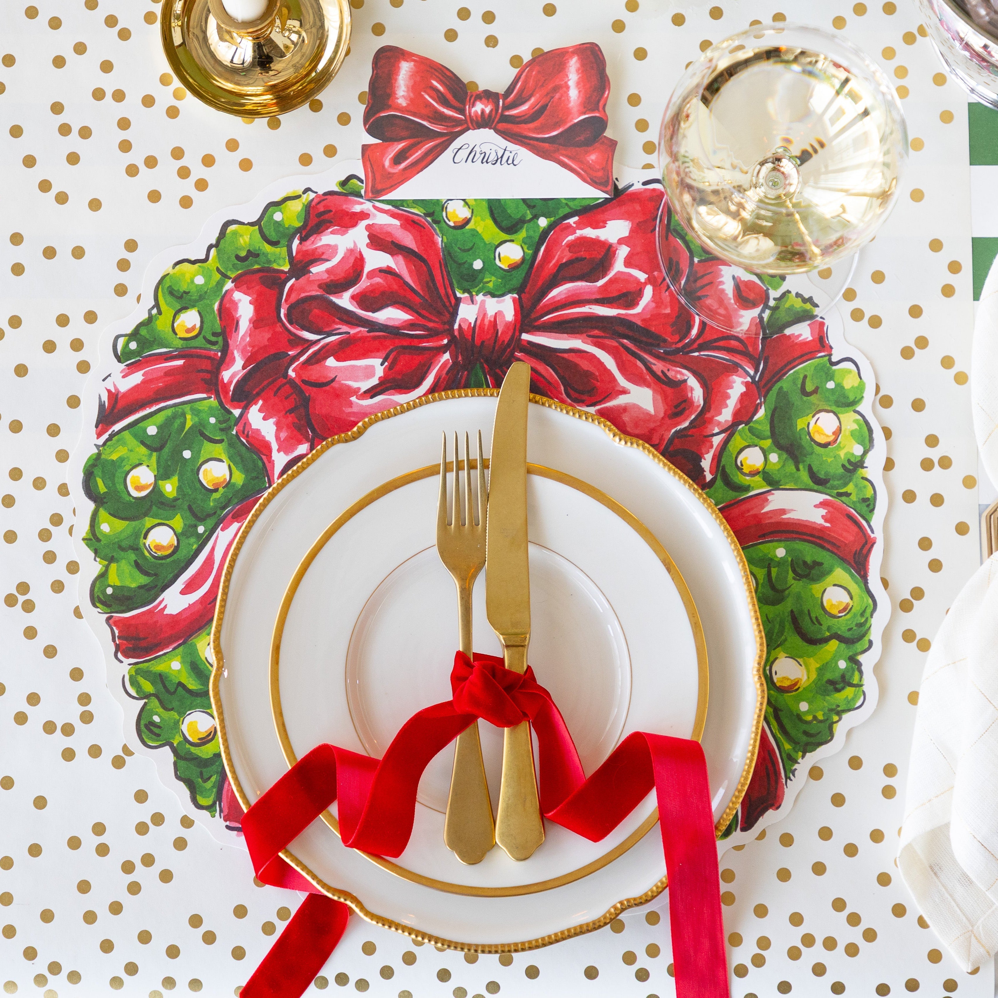 Die-cut Holiday Wreath Placemat