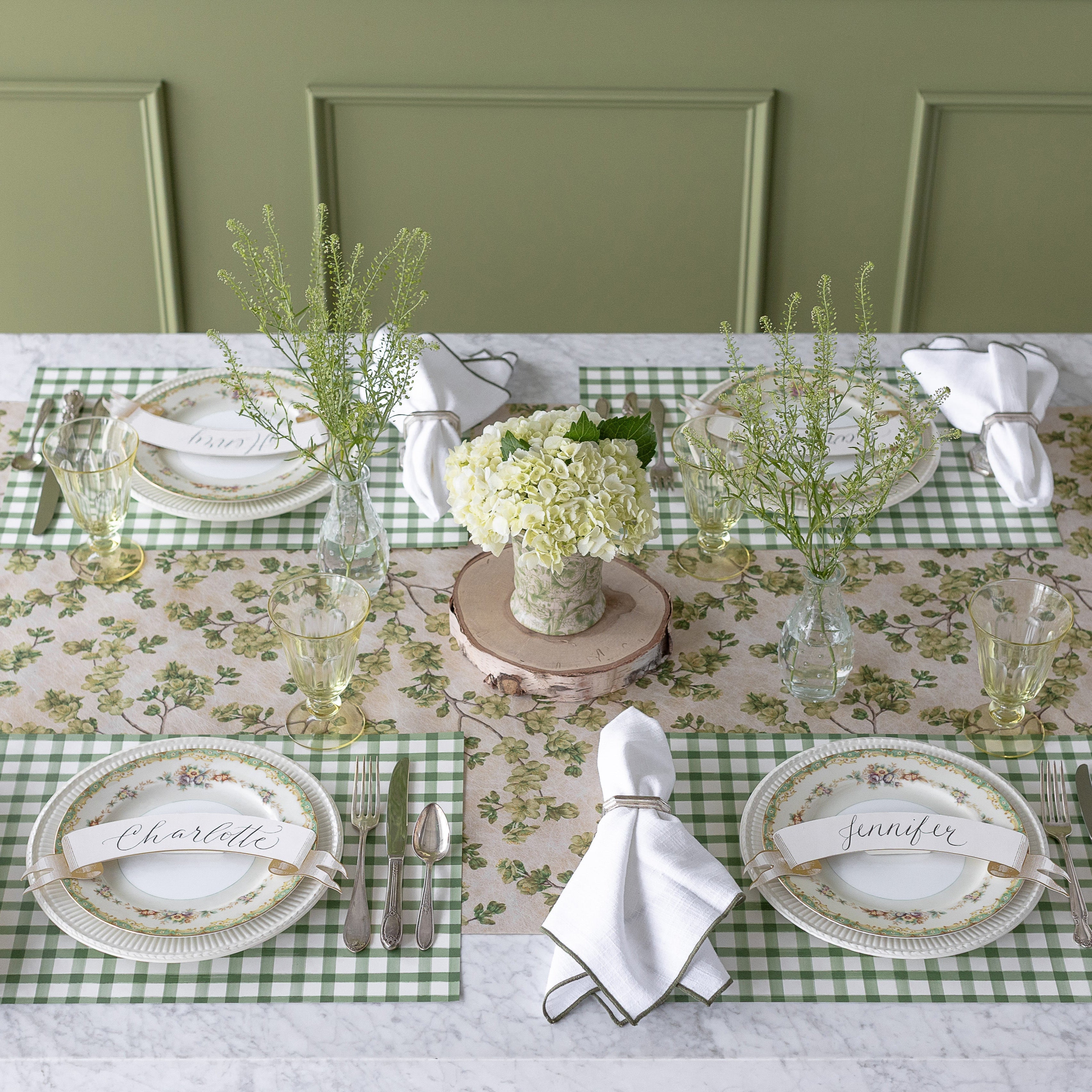 Dark Green Painted Check Placemat
