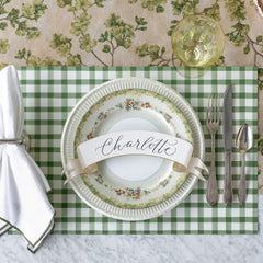 Dark Green Painted Check Placemat