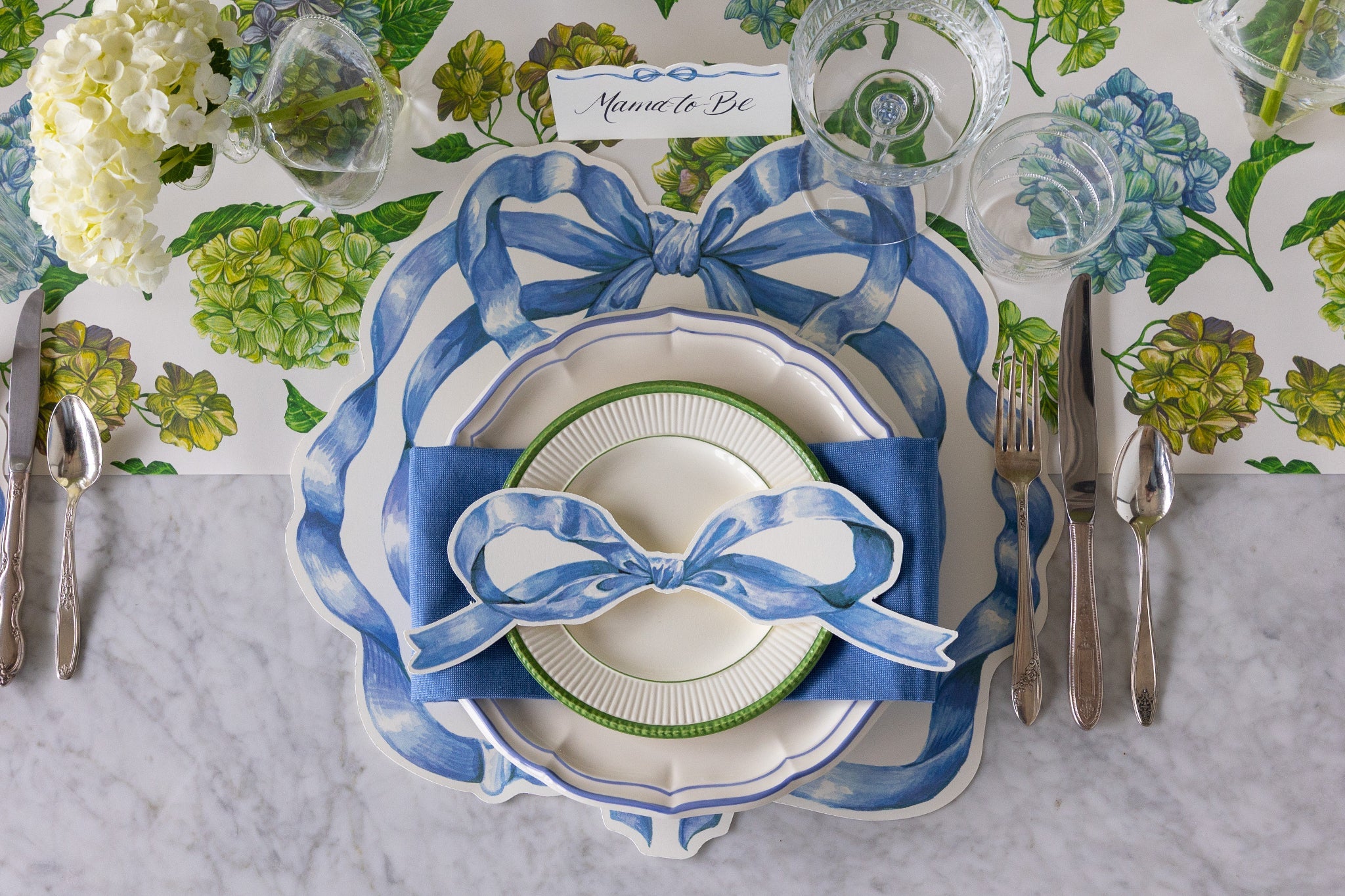 Die-cut Heirloom Blue Bow Placemat