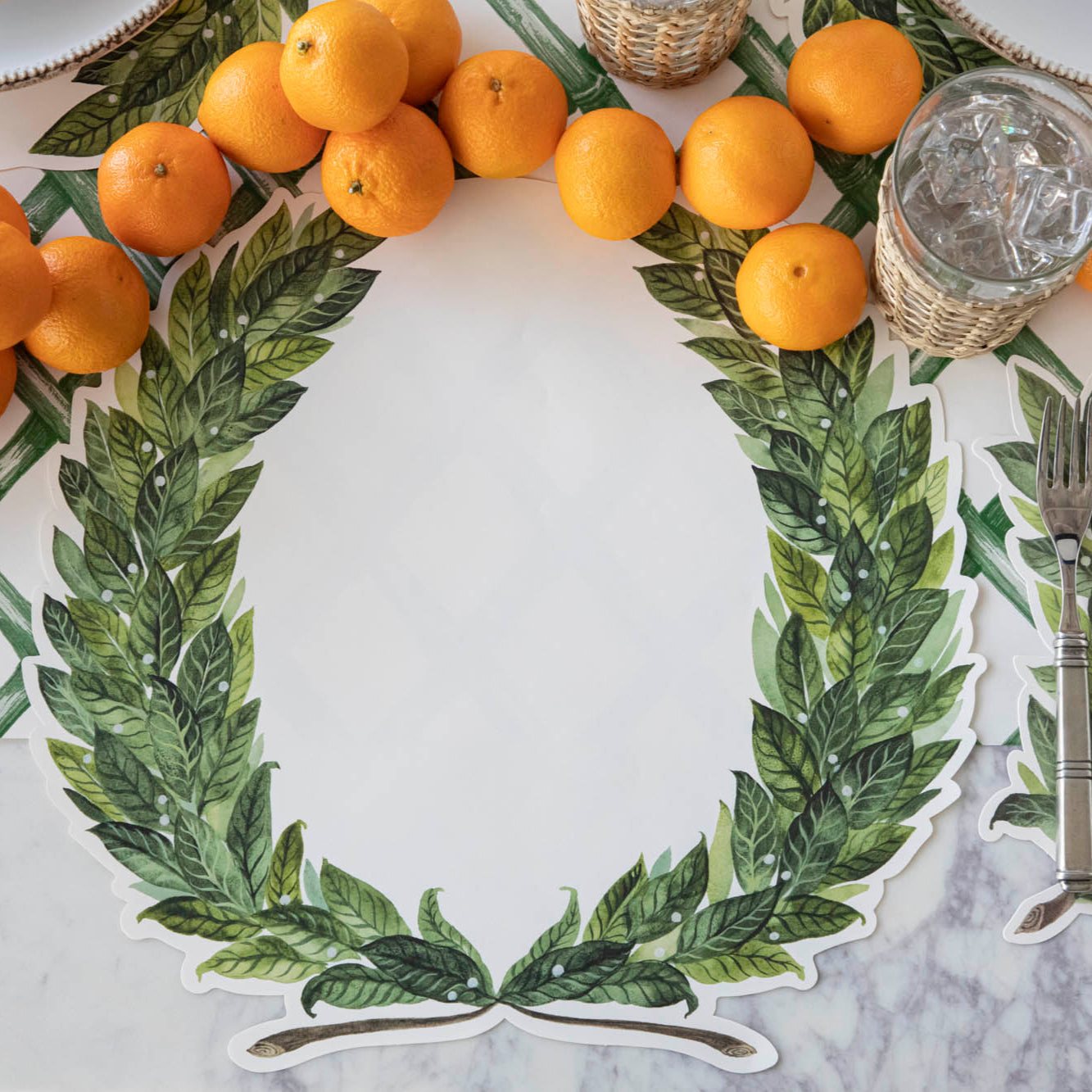 Die-cut Green Laurel Wreath Placemat