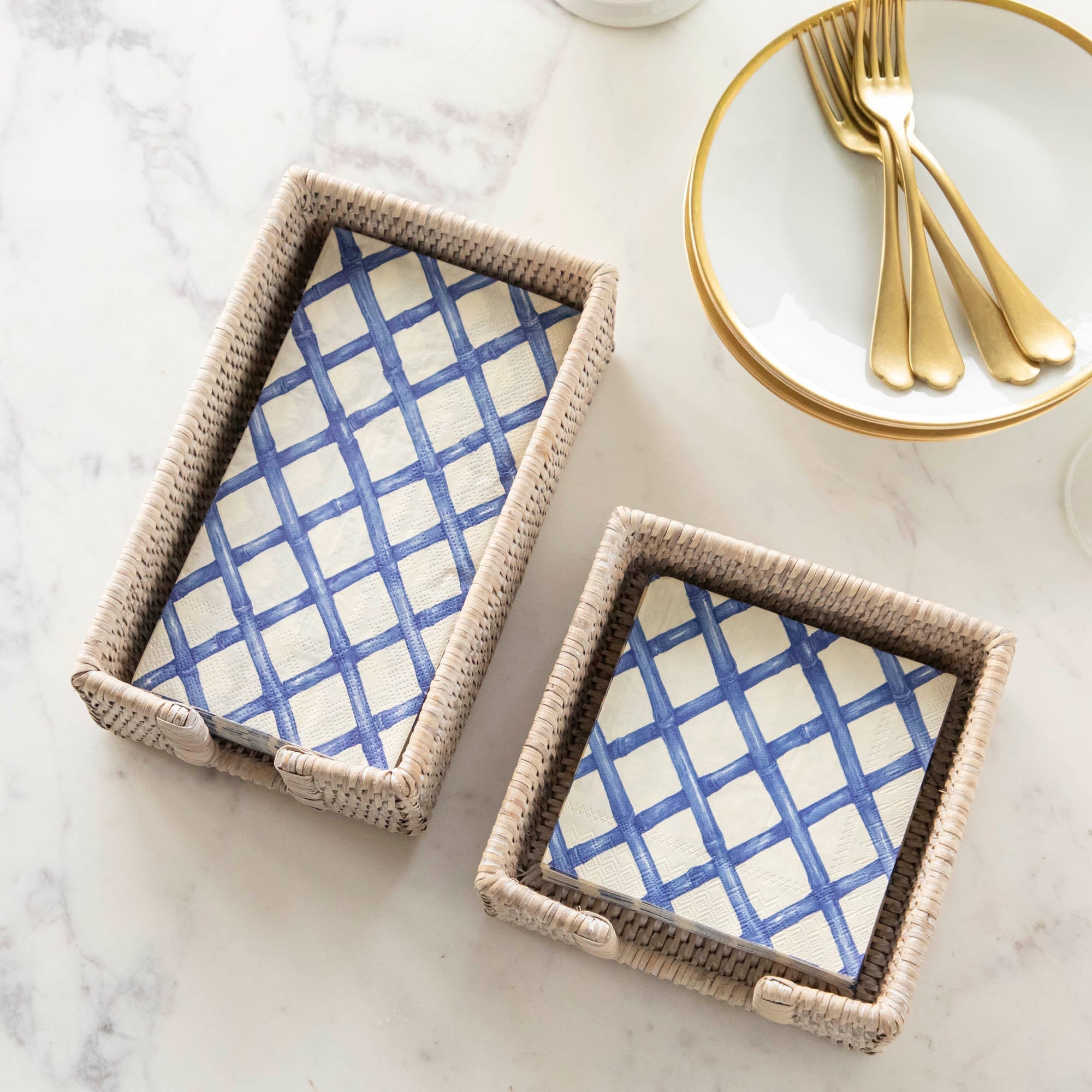 Blue Lattice Guest Napkins
